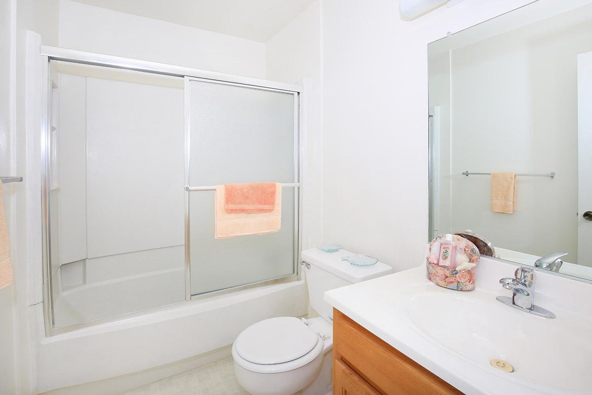 a white sink sitting next to a shower