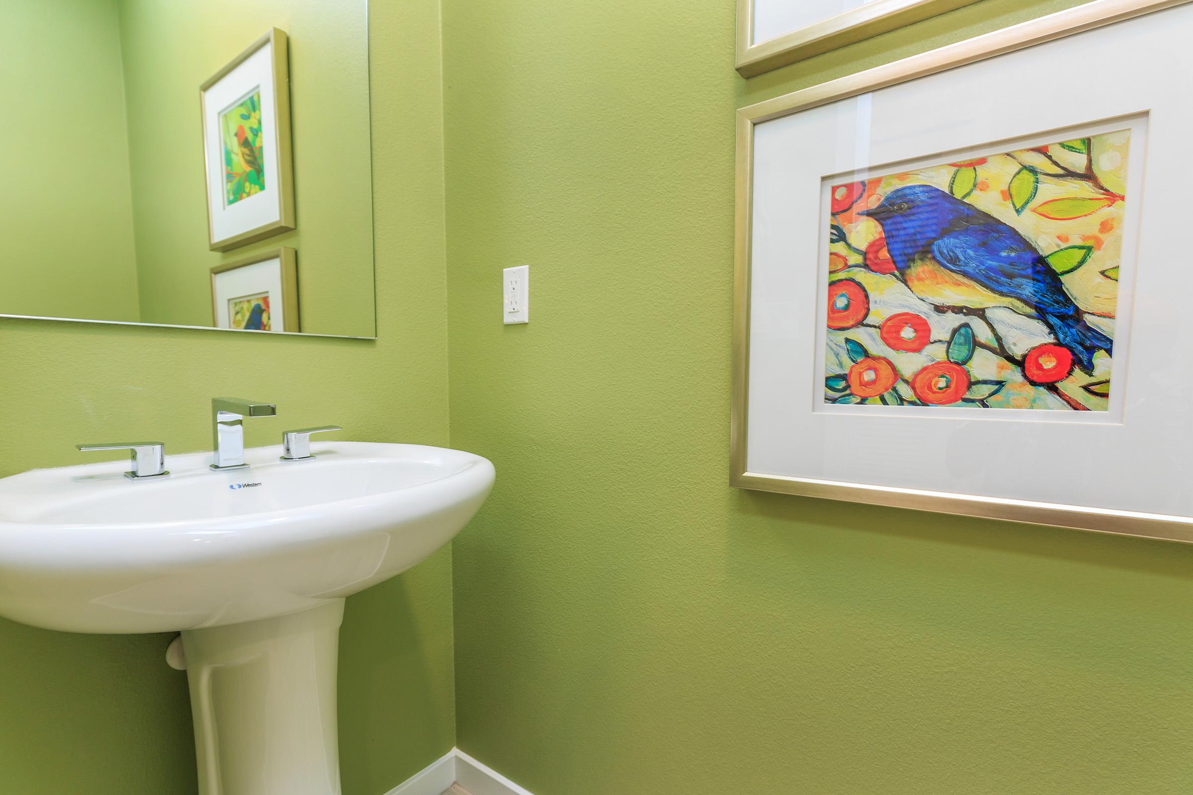 bathroom with green walls