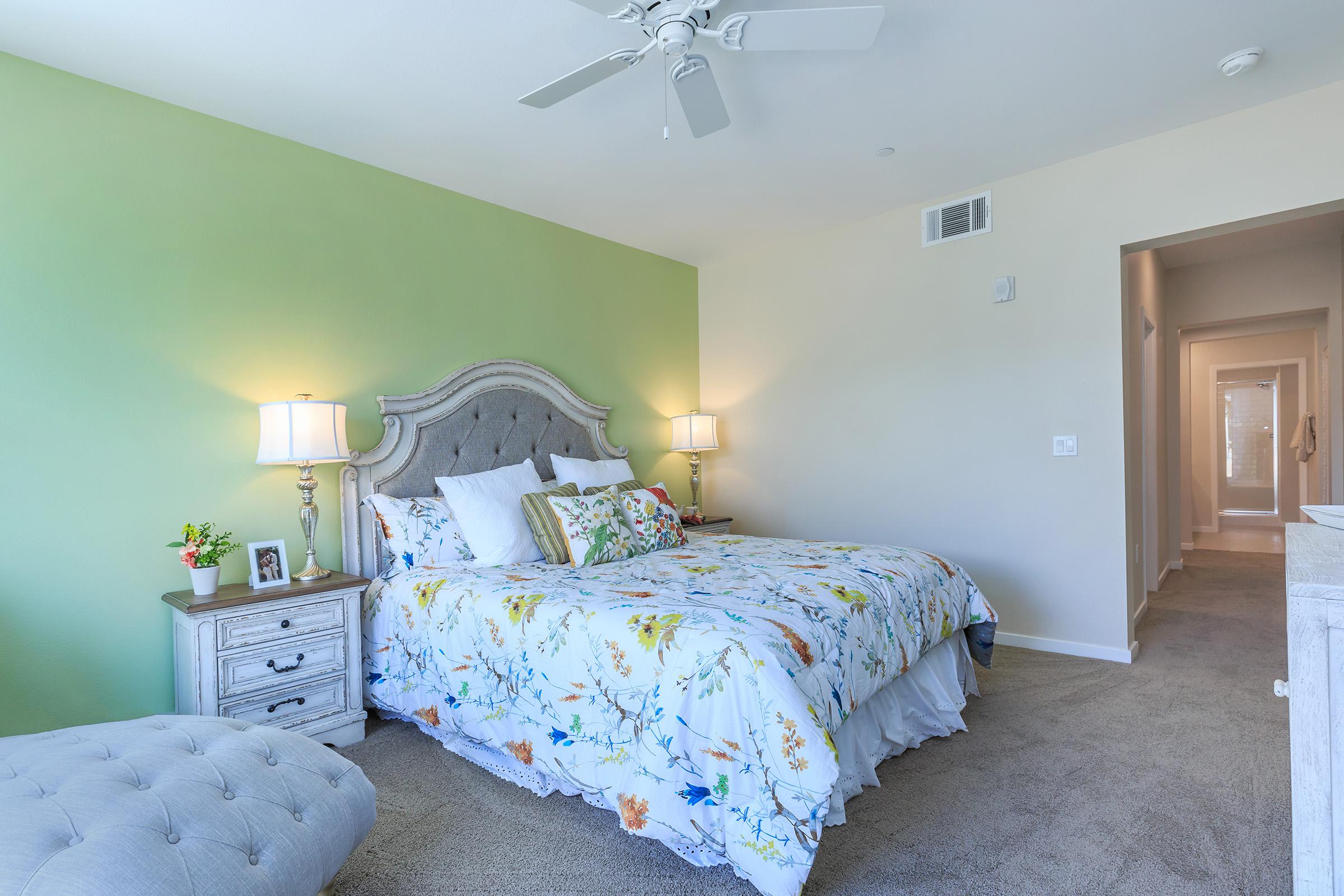 furnished bedroom with carpet