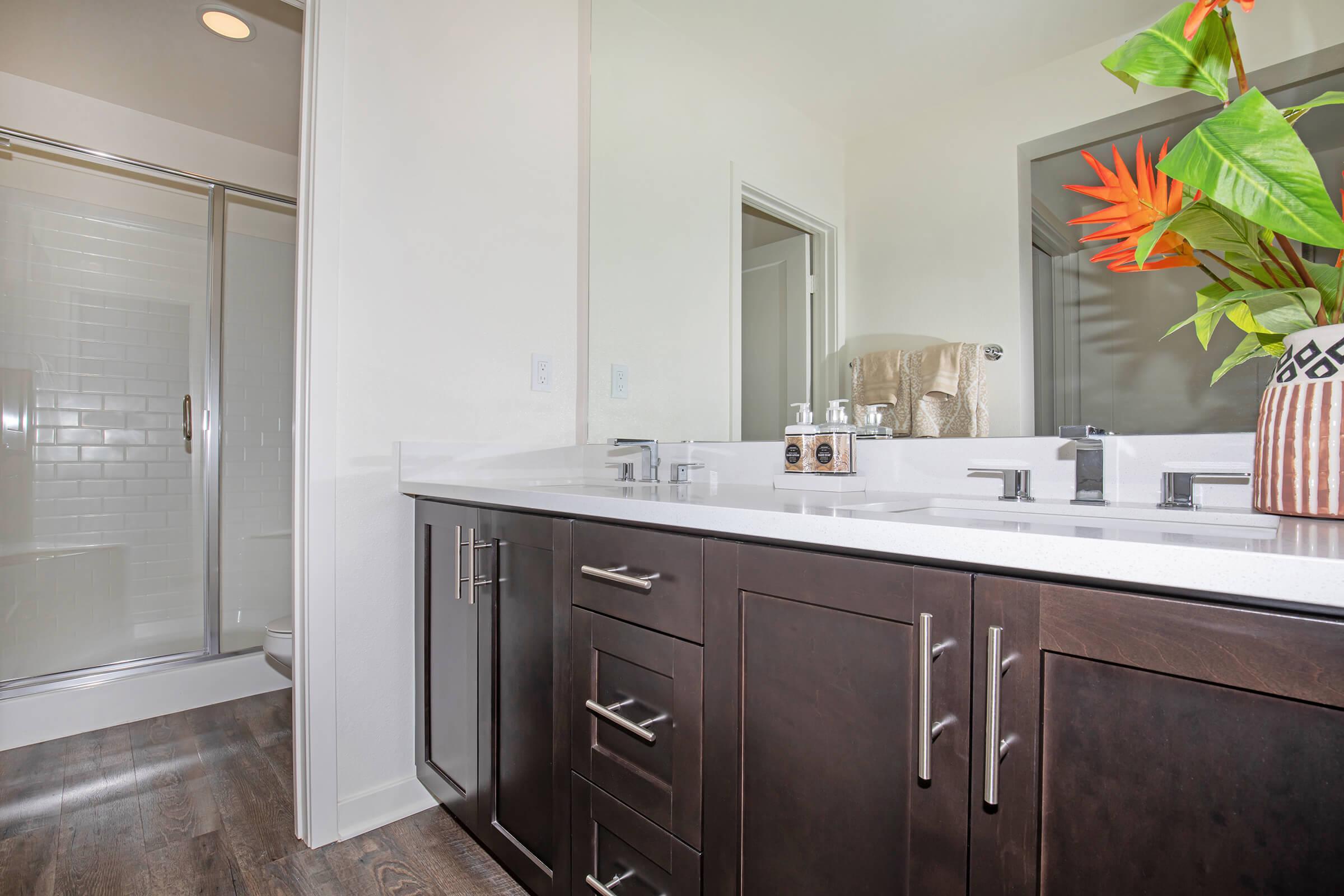 bathroom with glass shower doors