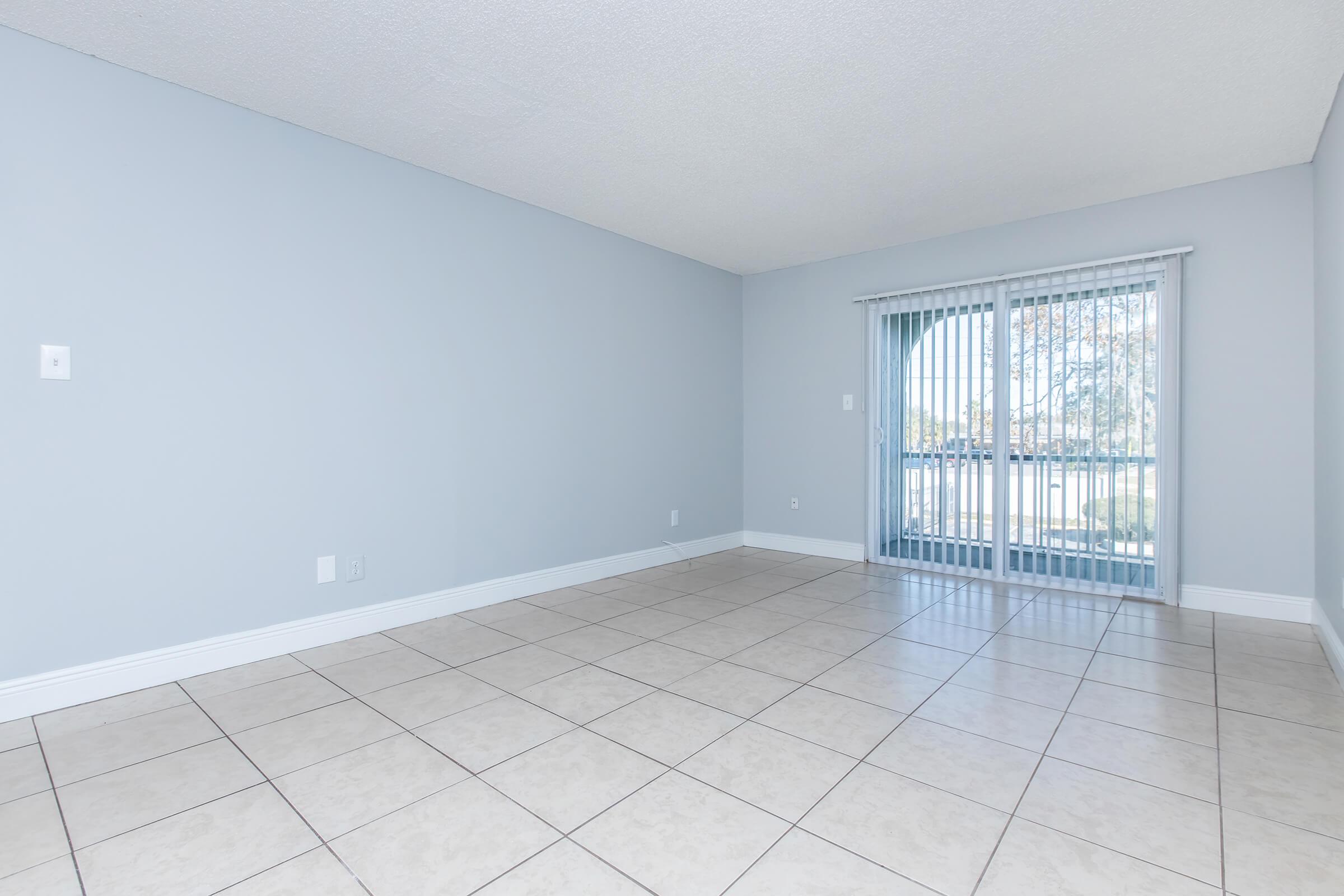 a room with a tiled floor