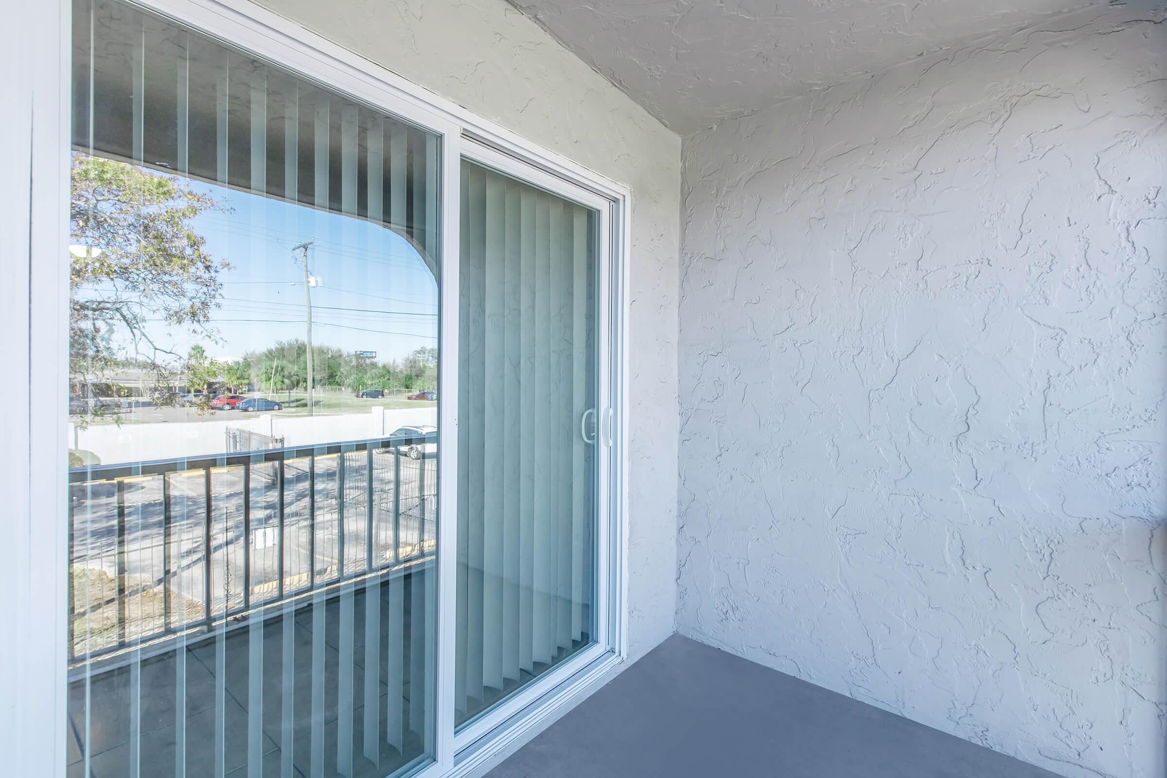 a room with a large window