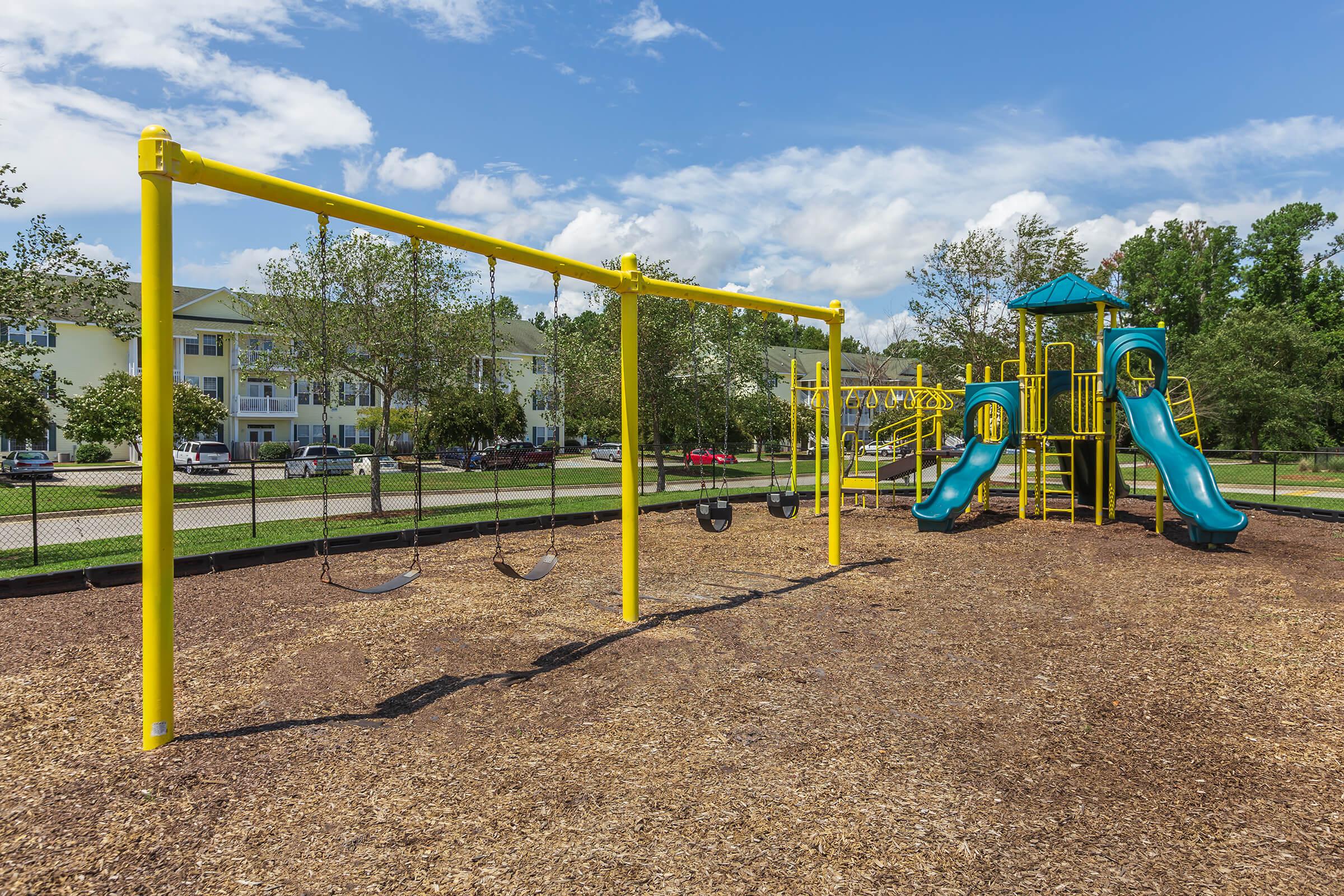 Play area at Tesla Park in Wilmington, North Carolina.