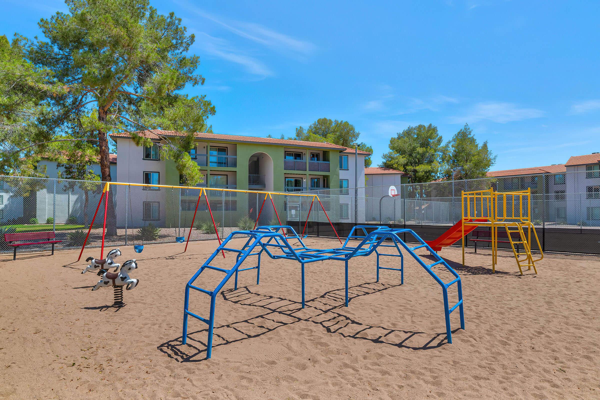 a playground at a beach