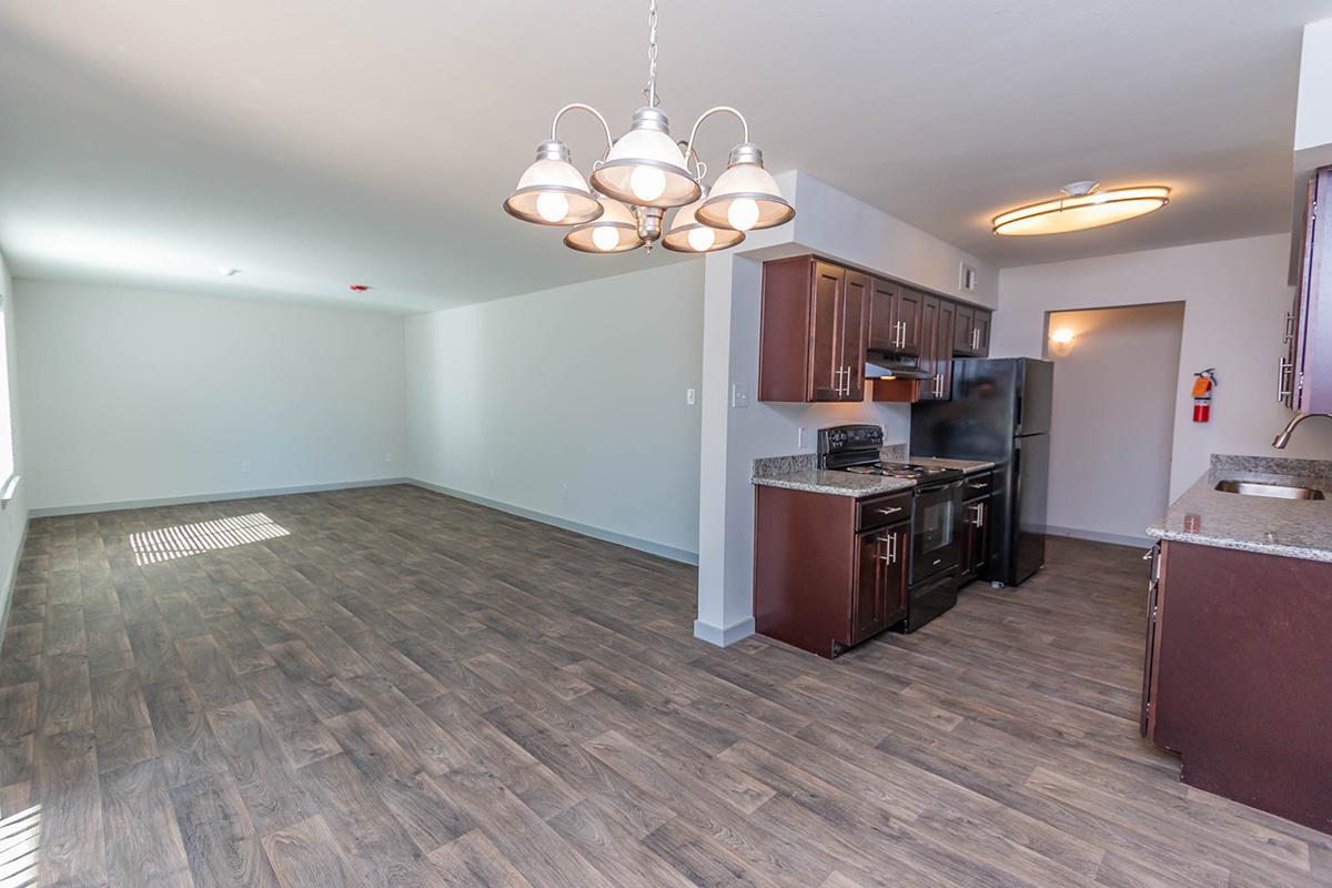 a room with a wood floor