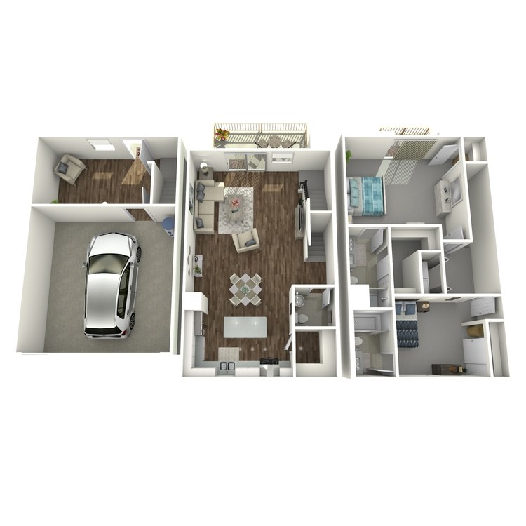 Floor plan image of 2 Bed 2.5 Bath B plus Den