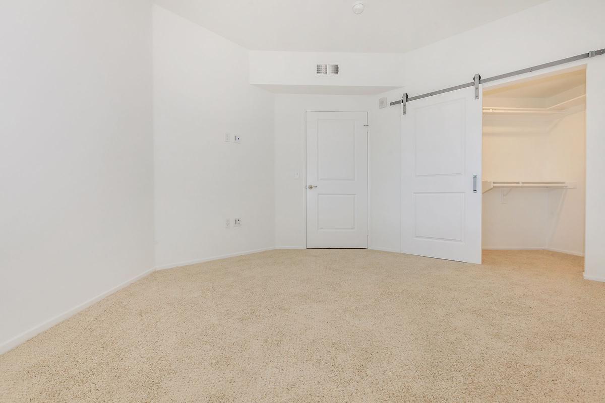 Bedroom with closet barn door 