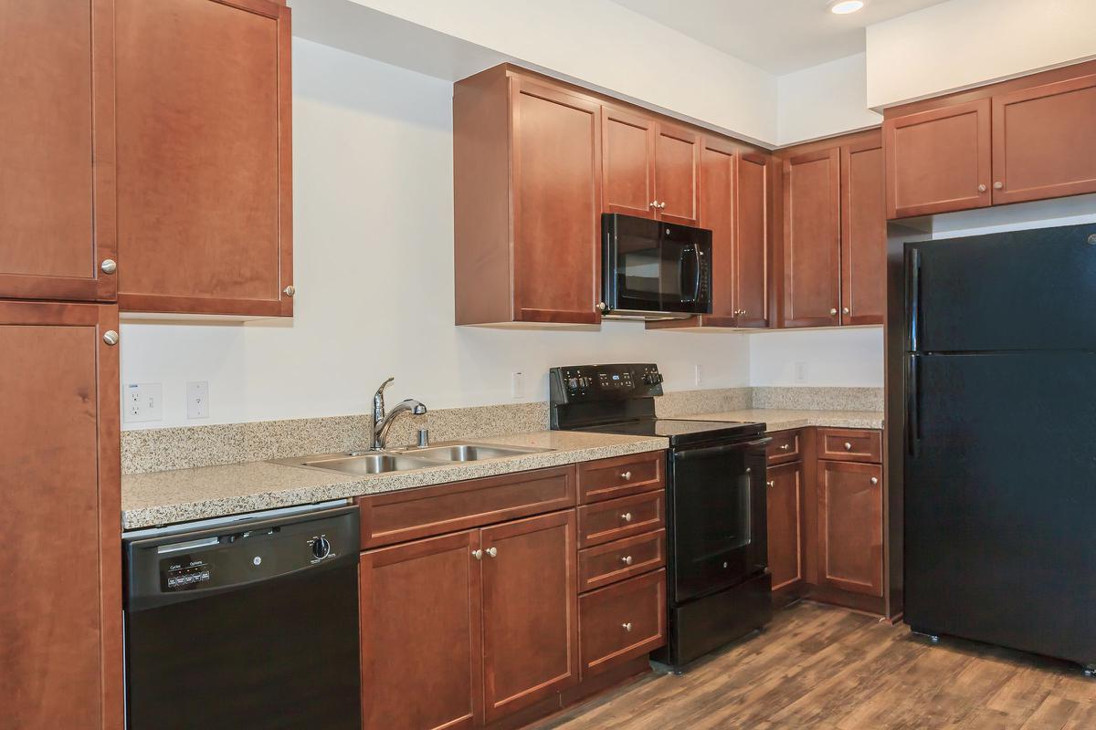 Kitchen with wooden cabinets