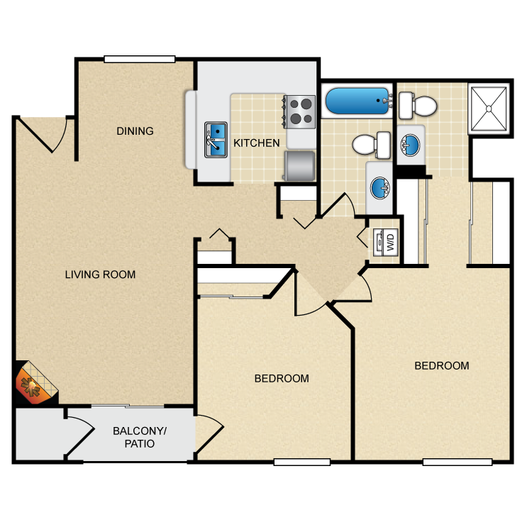Floor plan image of Model C - 2 Bed 2 Bath
