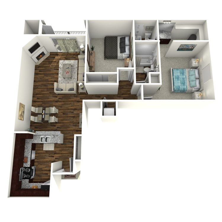 Floor plan image of 2 Bed 2 Bath - D