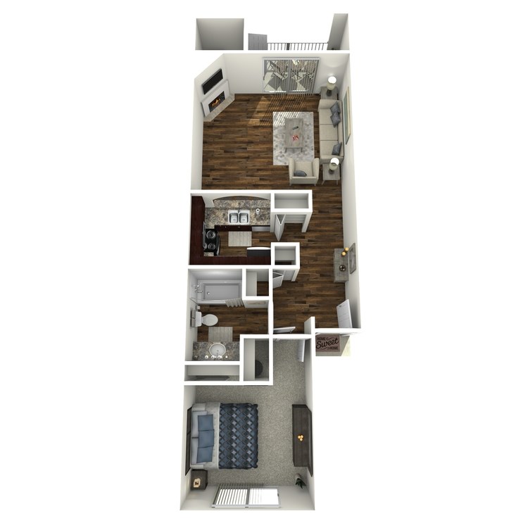 Floor plan image of 1 Bed 1 Bath - B