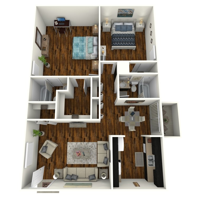 Floor plan image of 2 Bed 2 Bath