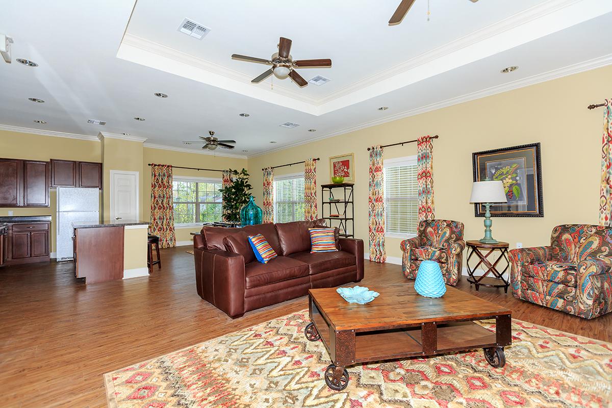 a living room filled with furniture and a rug