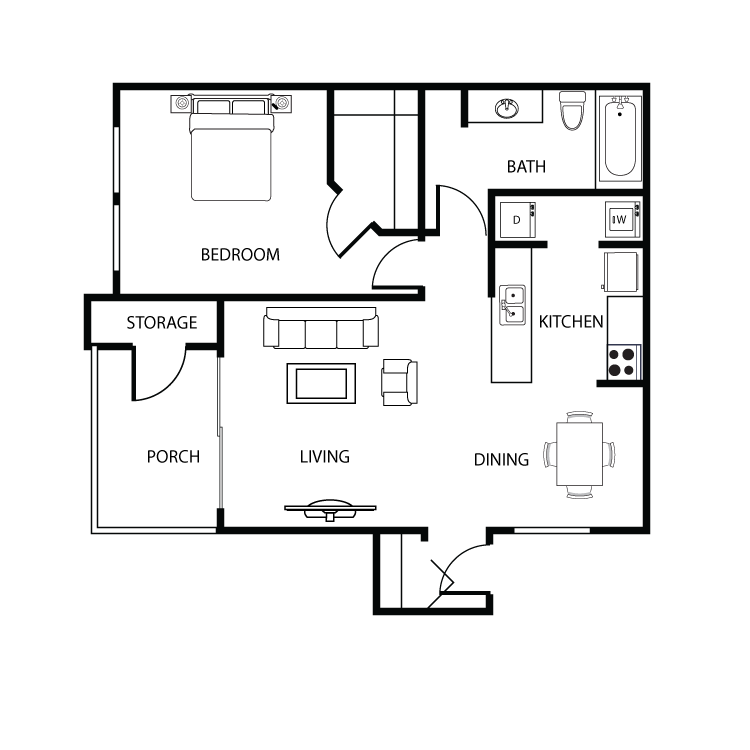 Floor plan image of 1 Bed 1 Bath