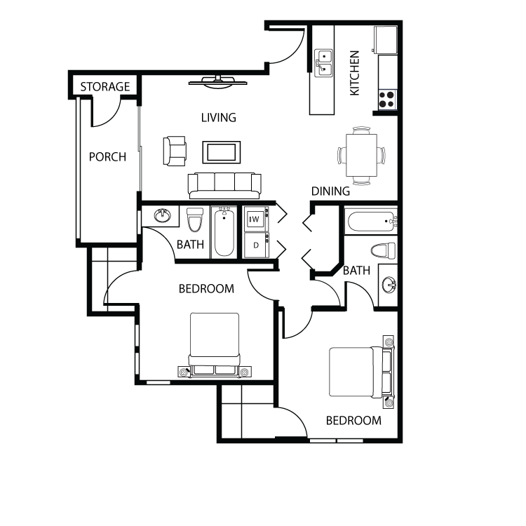 Floor plan image of 2 Bed 2 Bath