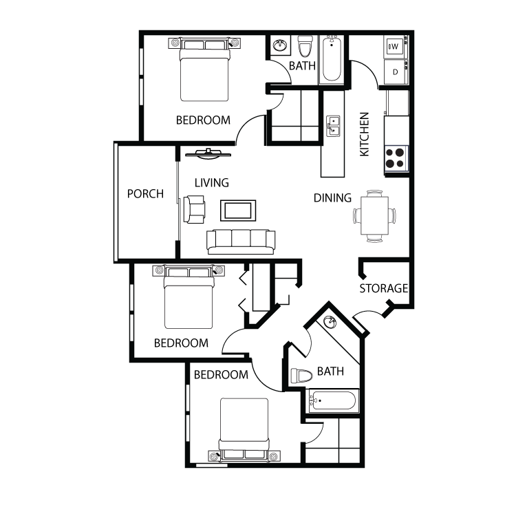 Floor plan image of 3 Bed 2 Bath