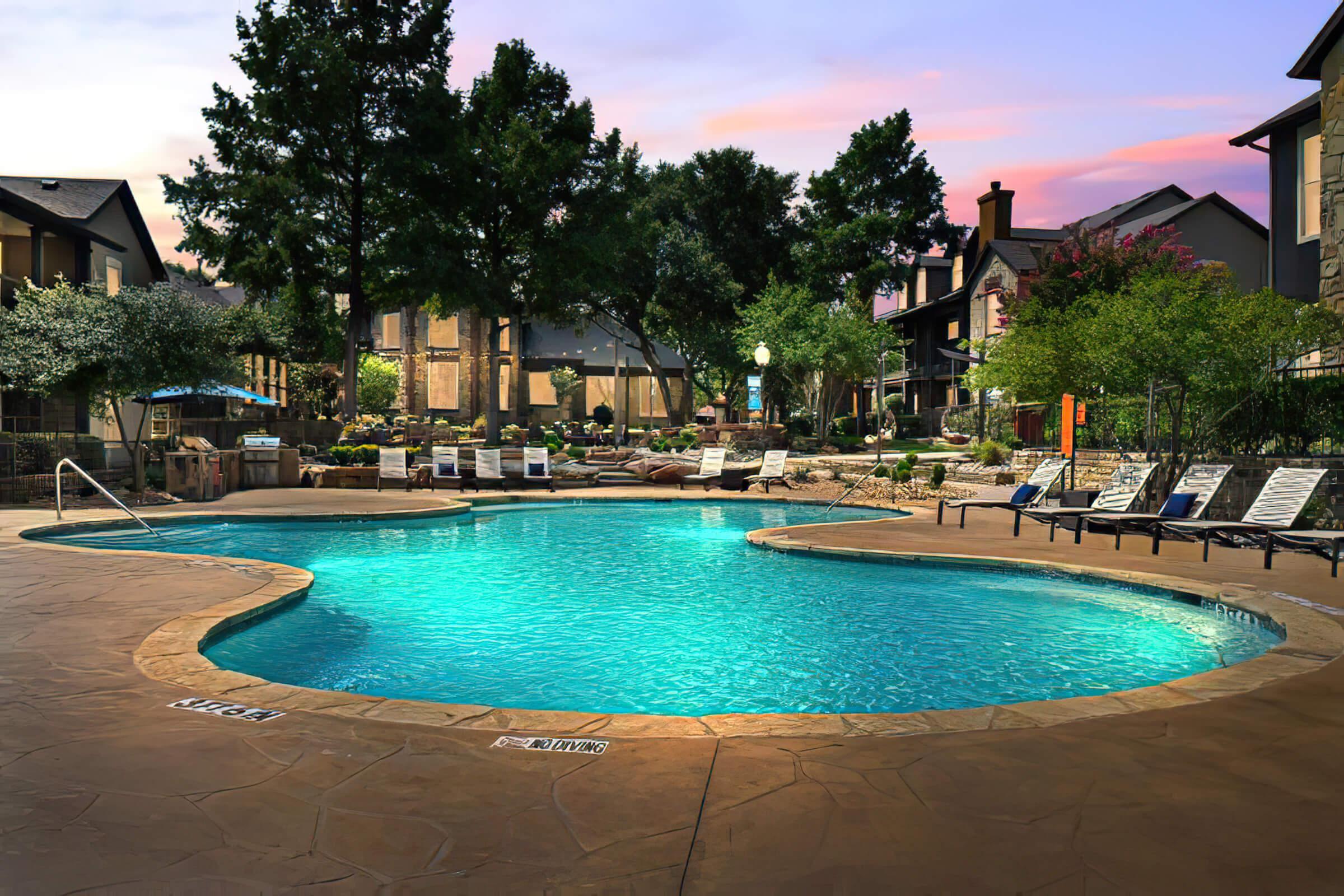 the community pool at night