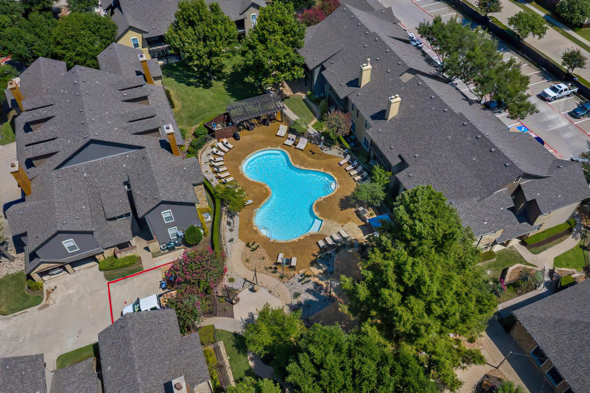 Aerial shot of the community pool