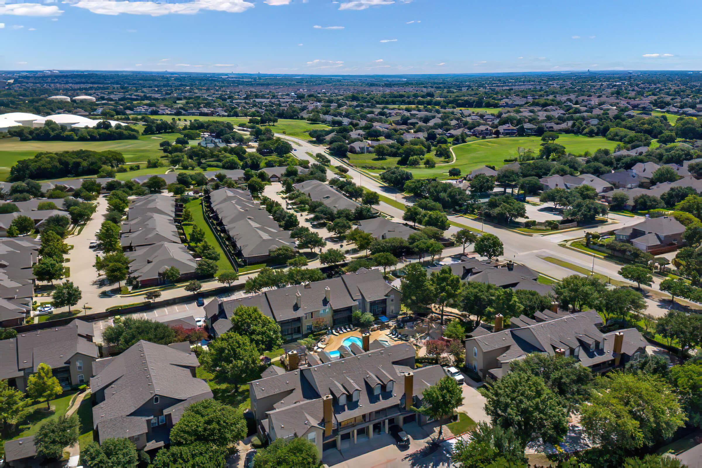 Aerial shot of The Ranch at Ridgeview Apartments