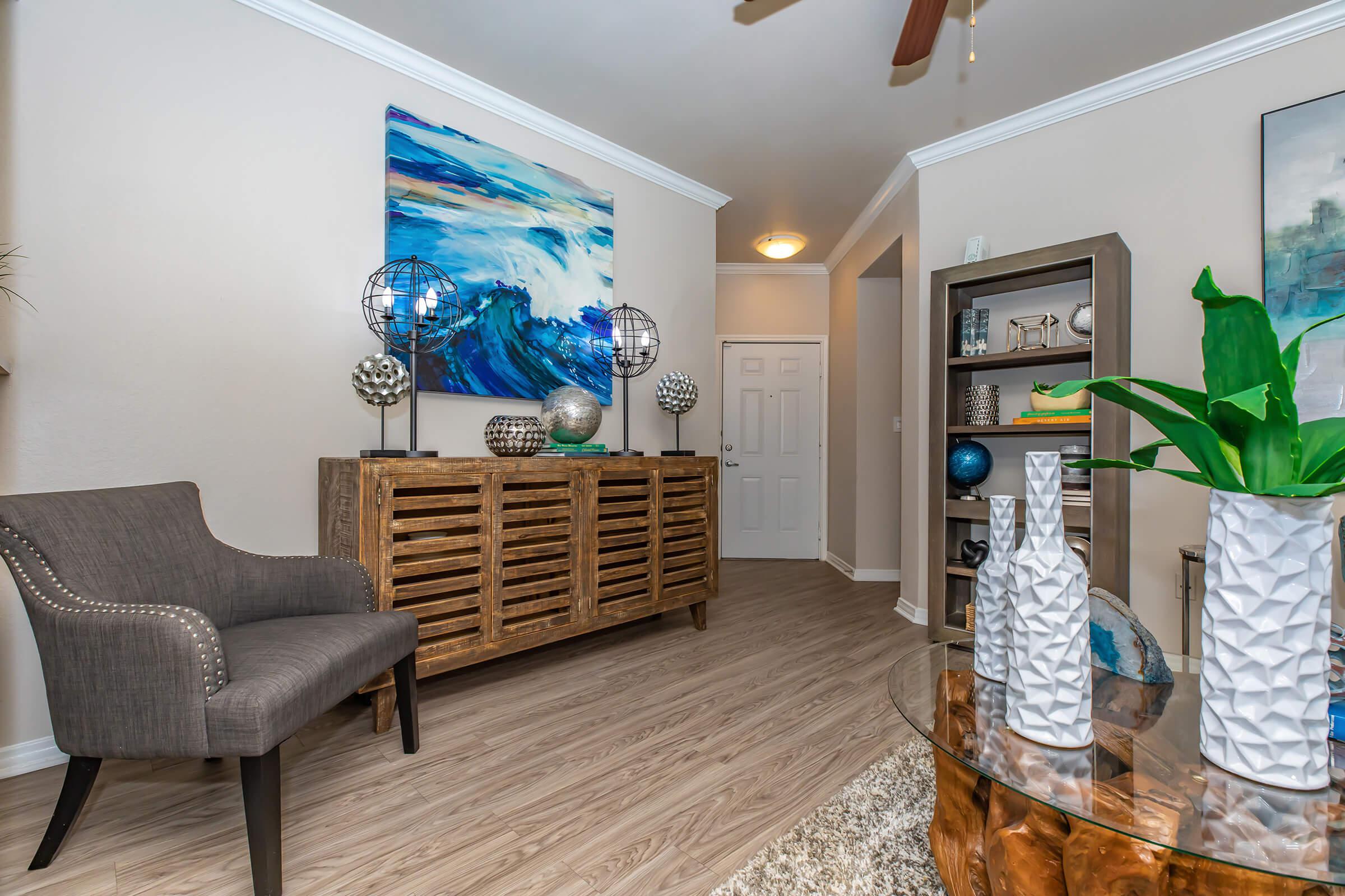 a living room filled with furniture