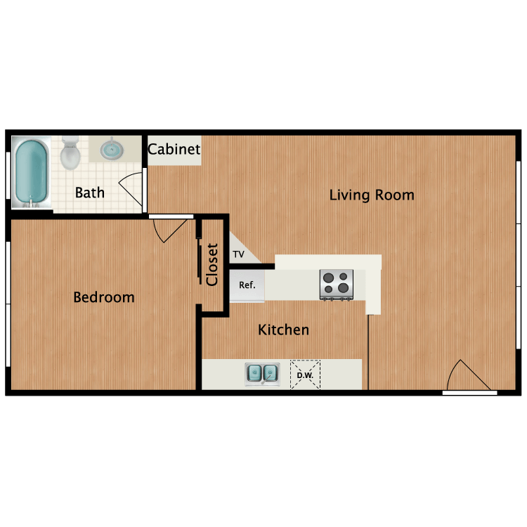 Floor plan image of 1 Bed 1 Bath C