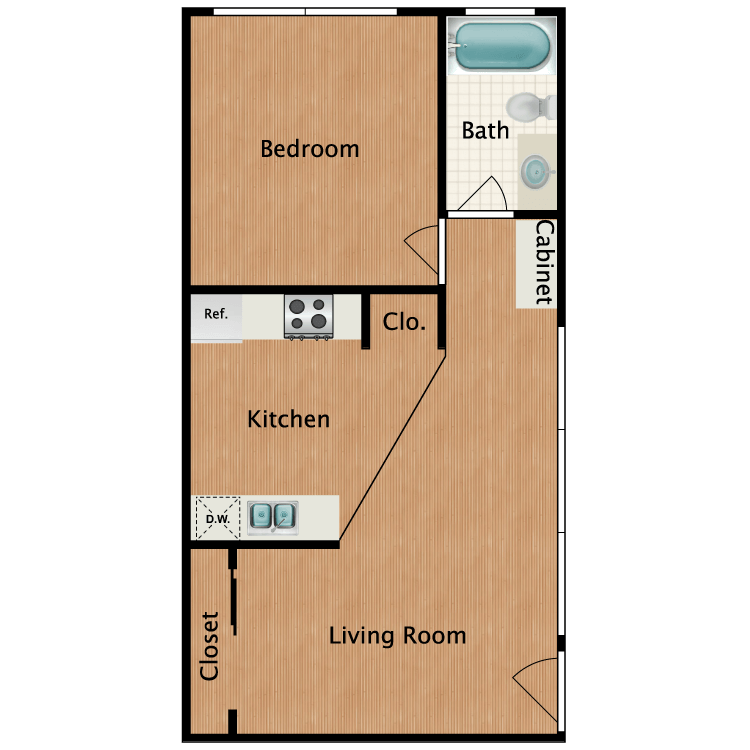 Floor plan image of 1 Bed 1 Bath D