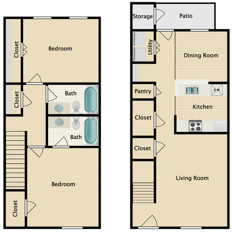 Floor plan image of 2/2 Townhome