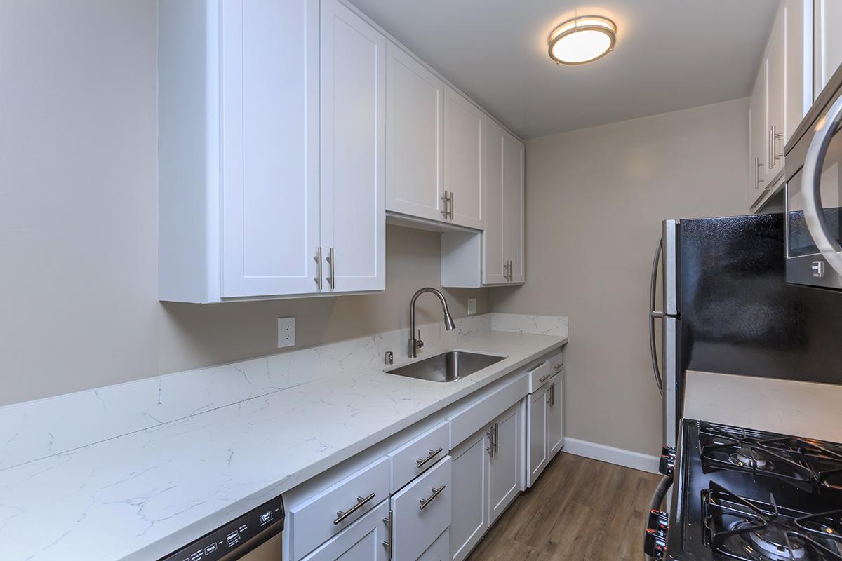There is plenty of counter space in our 1 bedroom 1 bathroom floor plan here at Flats on Elk