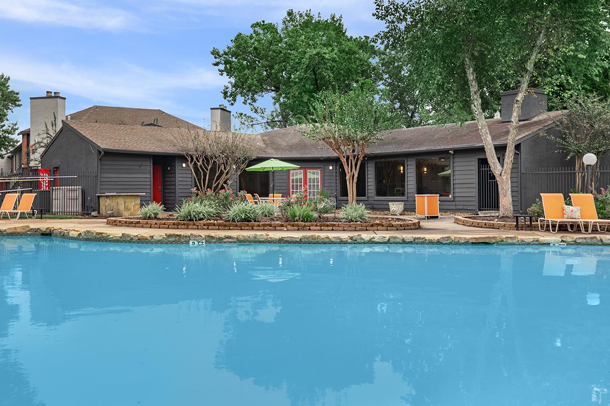 a small house in a pool of water