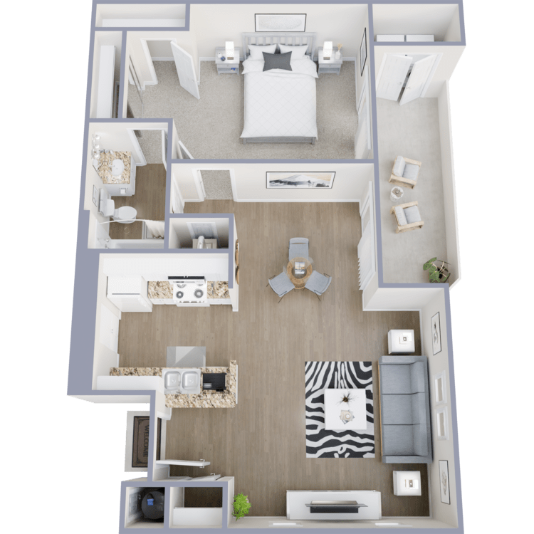Plan C, a 1 bedroom 1 bathroom floor plan.