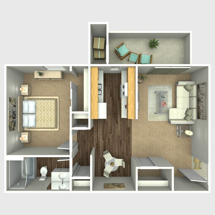 Floor plan image of 1 Bed 1 Bath