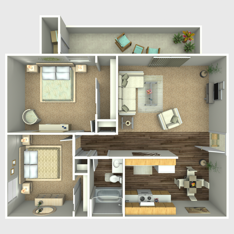 Floor plan image of 2 Bed 1 Bath