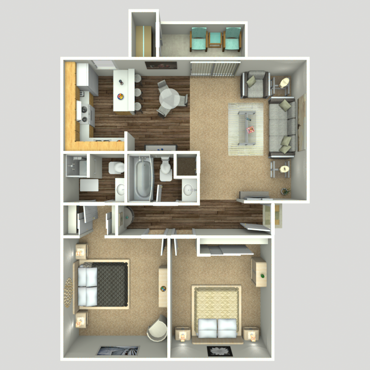 Floor plan image of 2 Bed 2 Bath