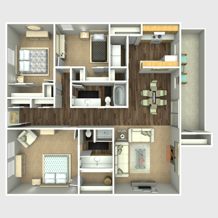 Floor plan image of 3 Bed 2 Bath A