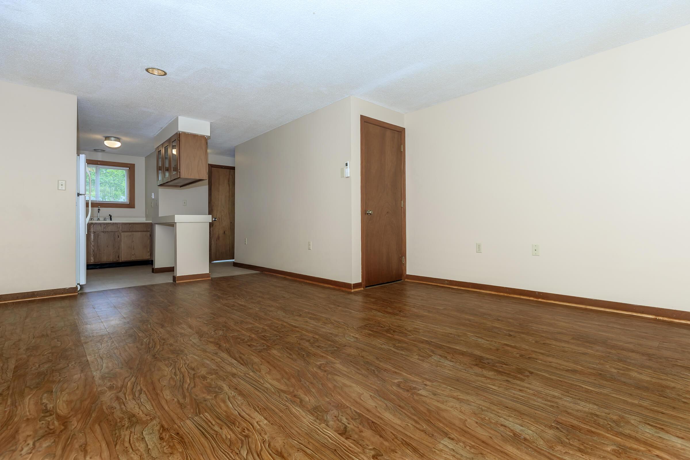 a room with a wood floor