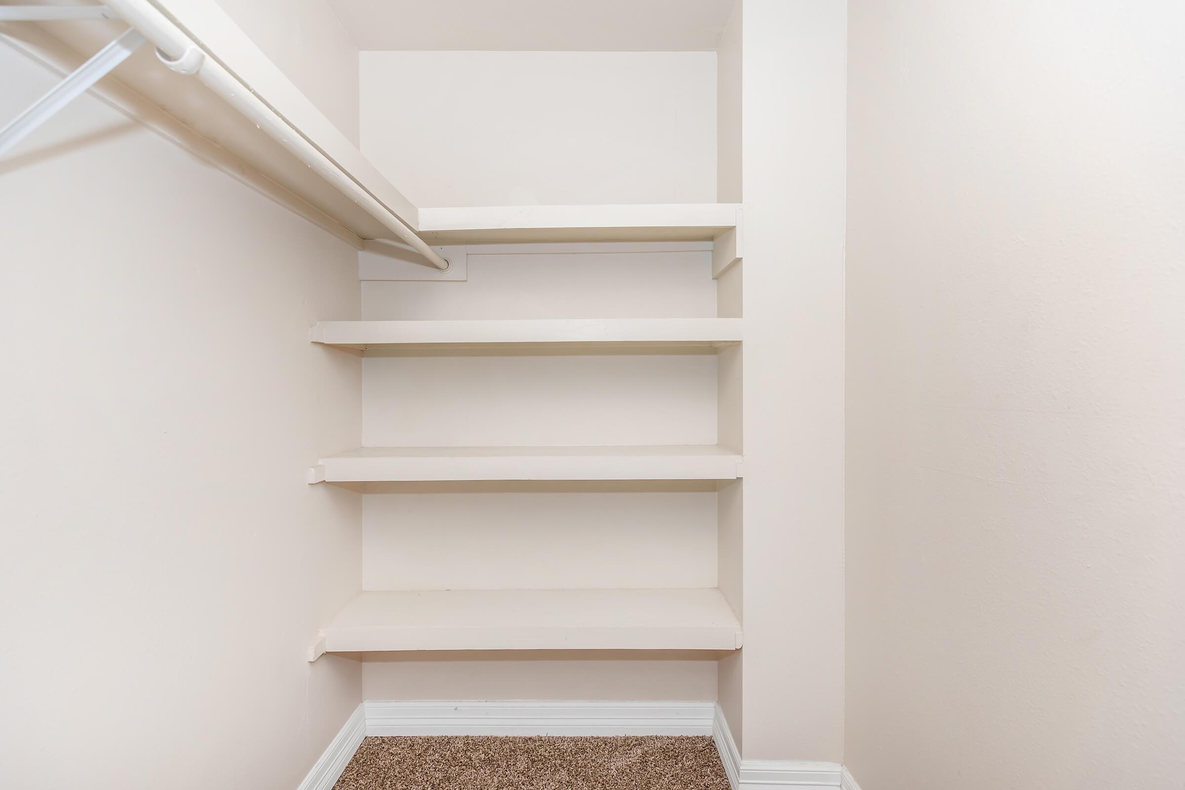 an empty shelf in a room