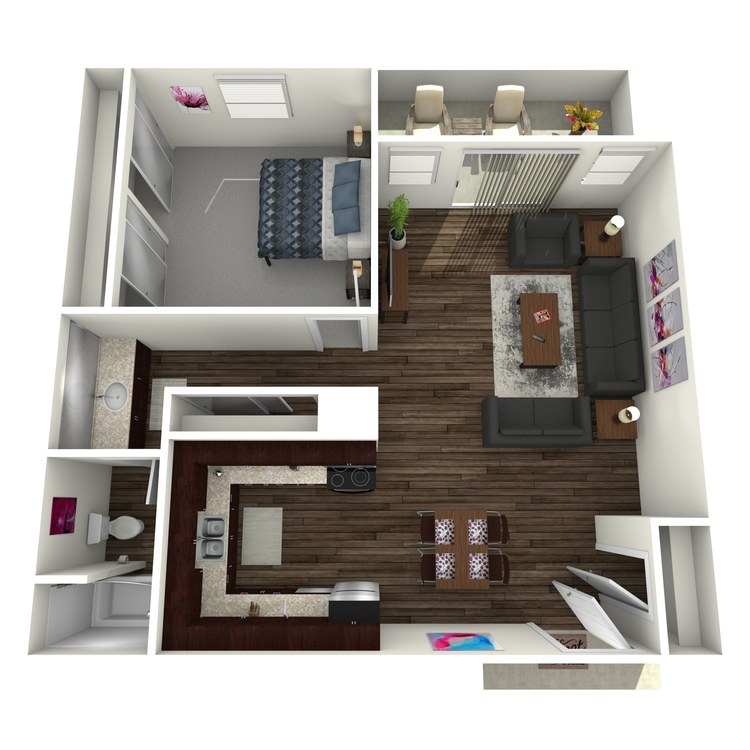Floor plan image of 1 Bed 1 Bath