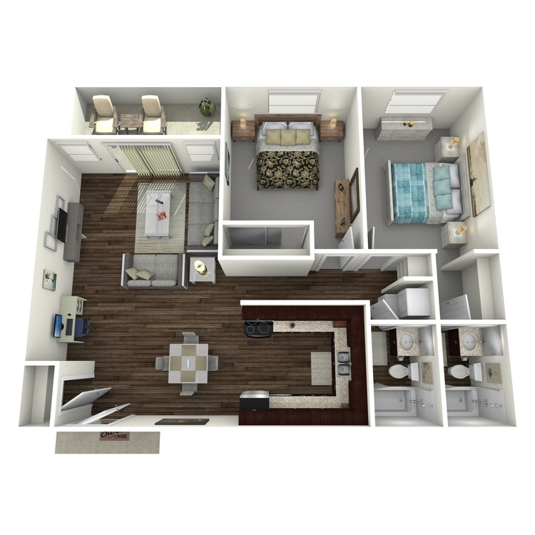 Floor plan image of 2 Bed 2 Bath R