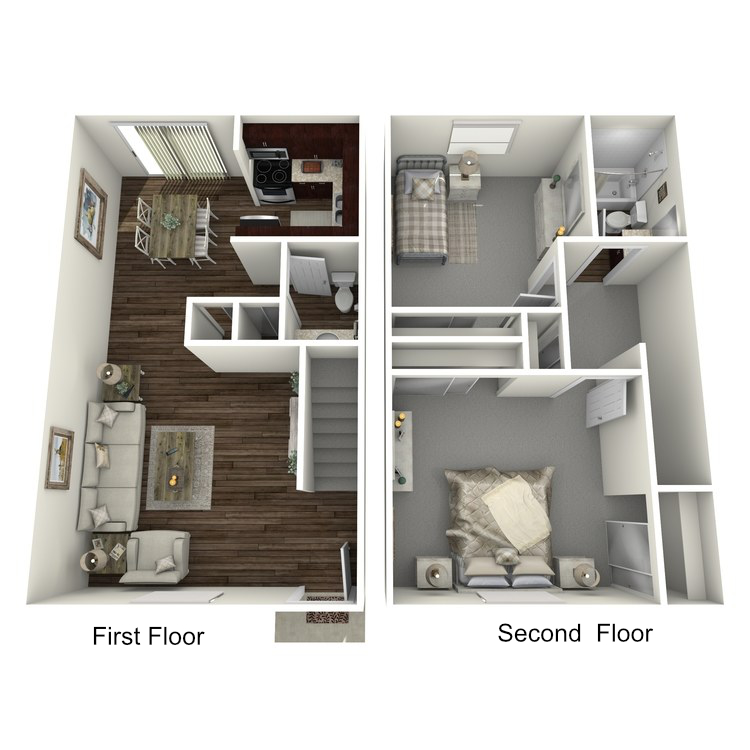 Floor plan image of 2 Bed 1.5 Bath