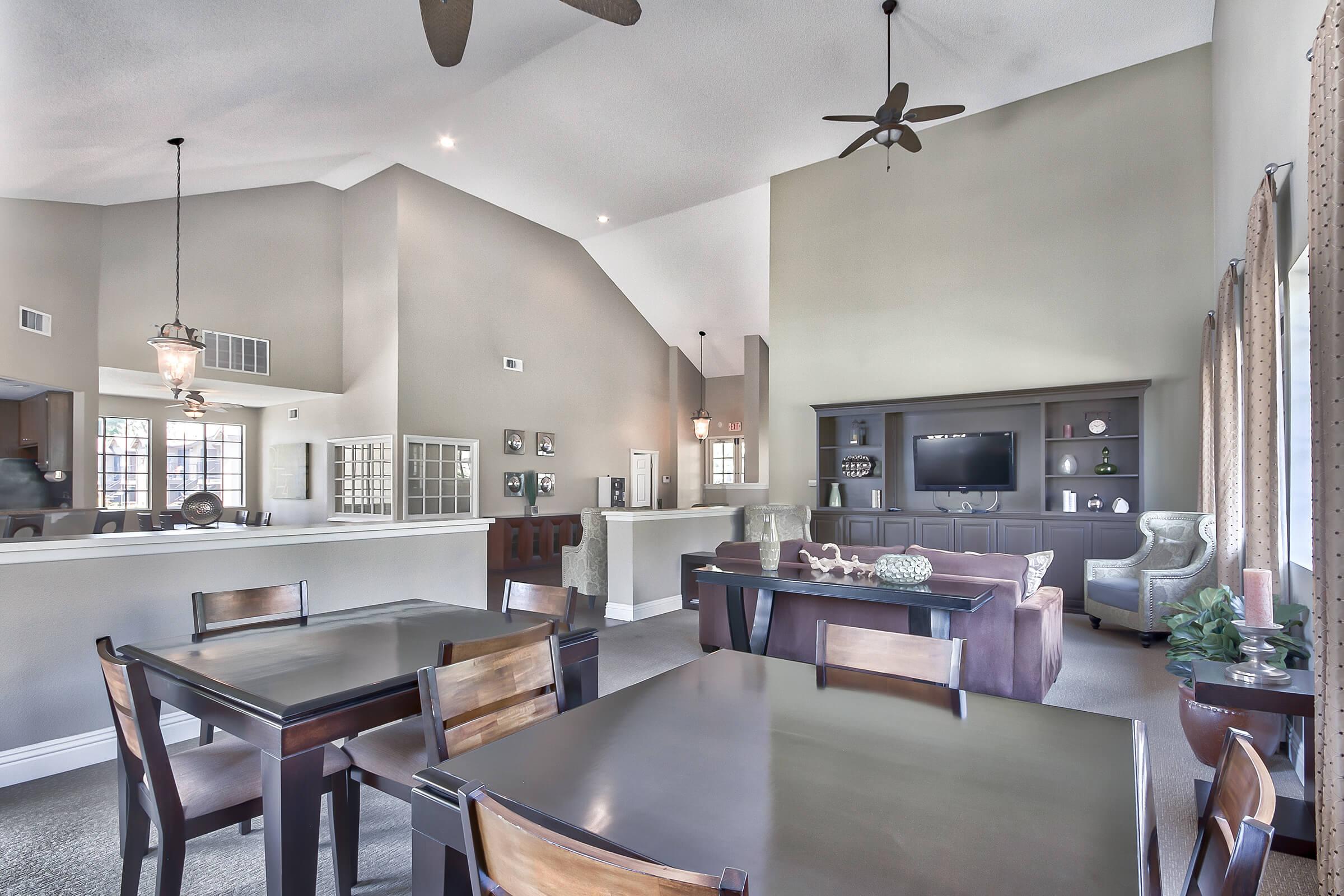 Community room with tables and chairs