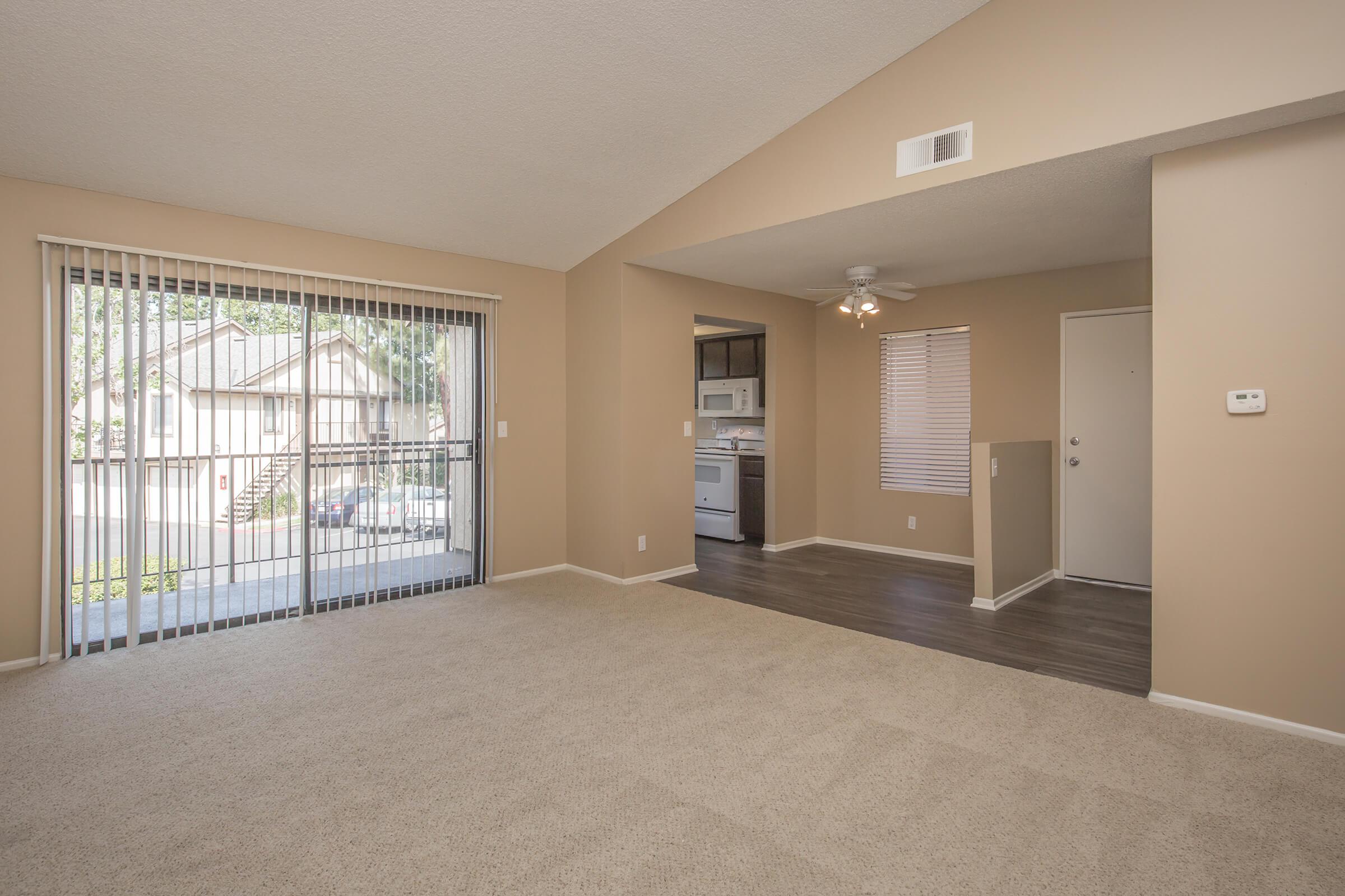 Living room with sliding glass doors