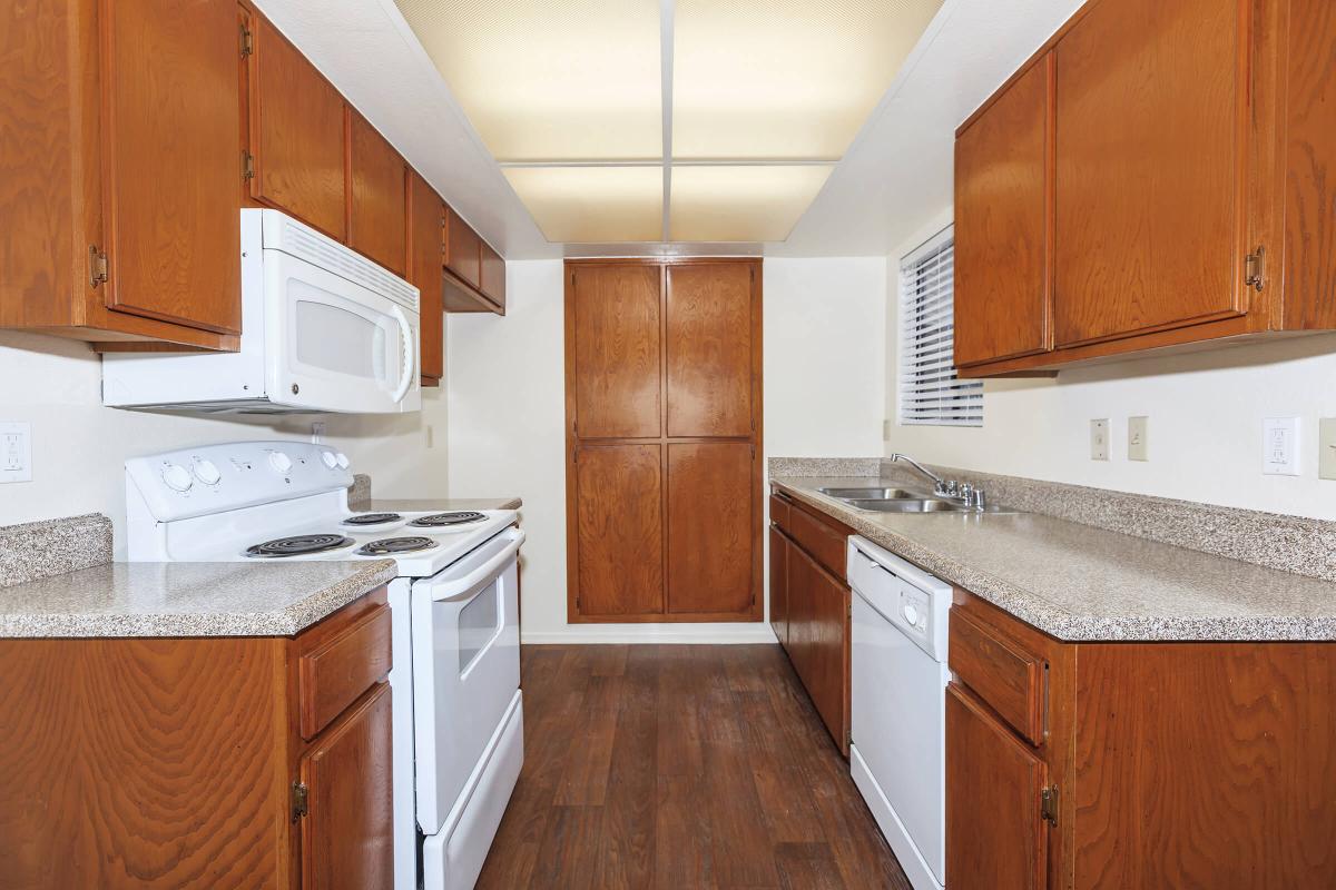 Kitchen with wooden cabinets