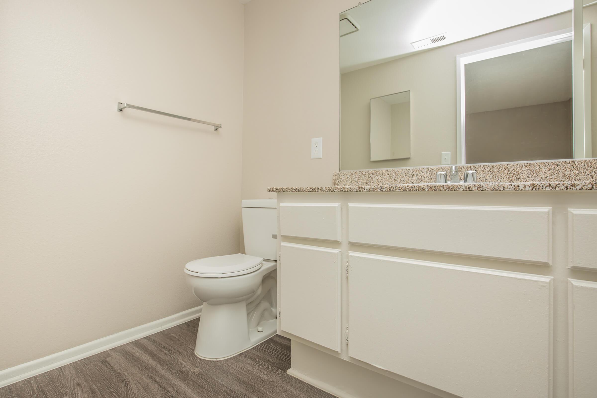 Bathroom with wooden floors