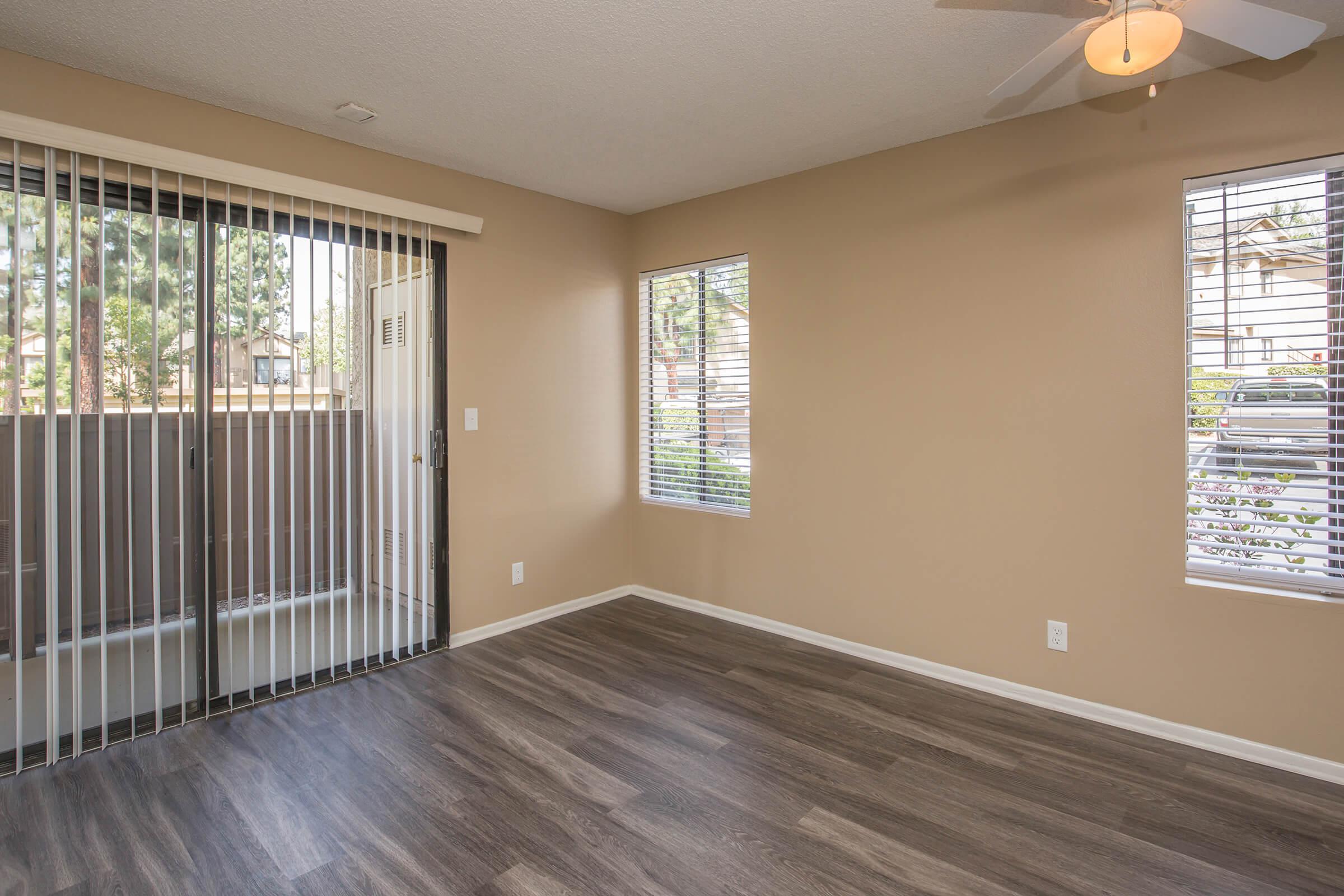 Dining room with glass sliding doors to patio