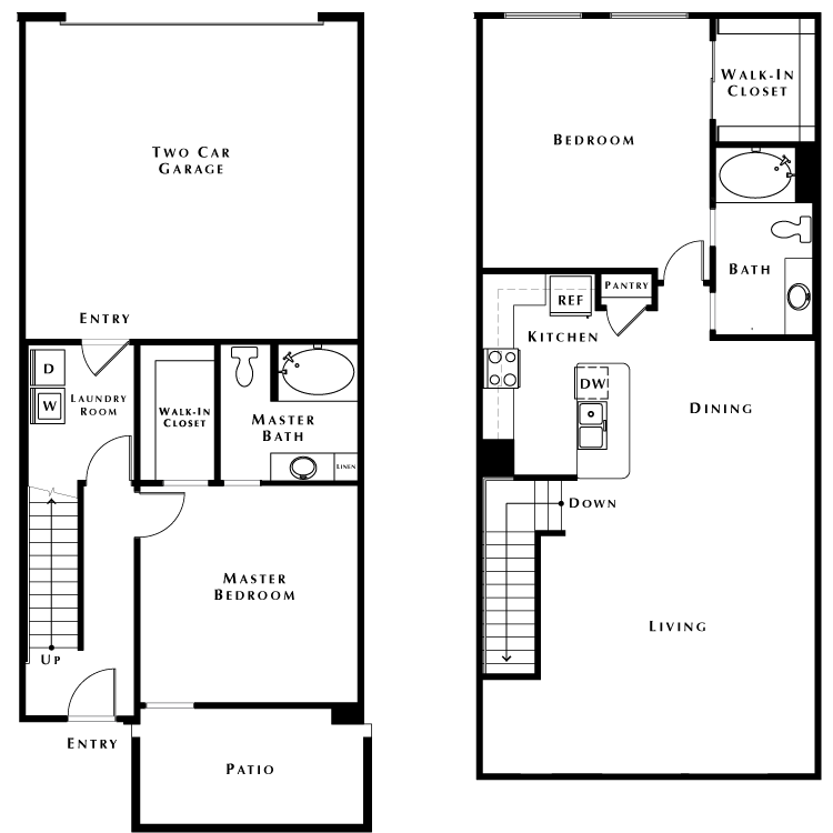 Floor plan image of Townhouse w/2 Car Garage - Phase II