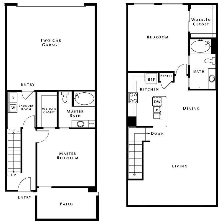 Floor plan image of Townhouse w/2 Car Garage - Phase II