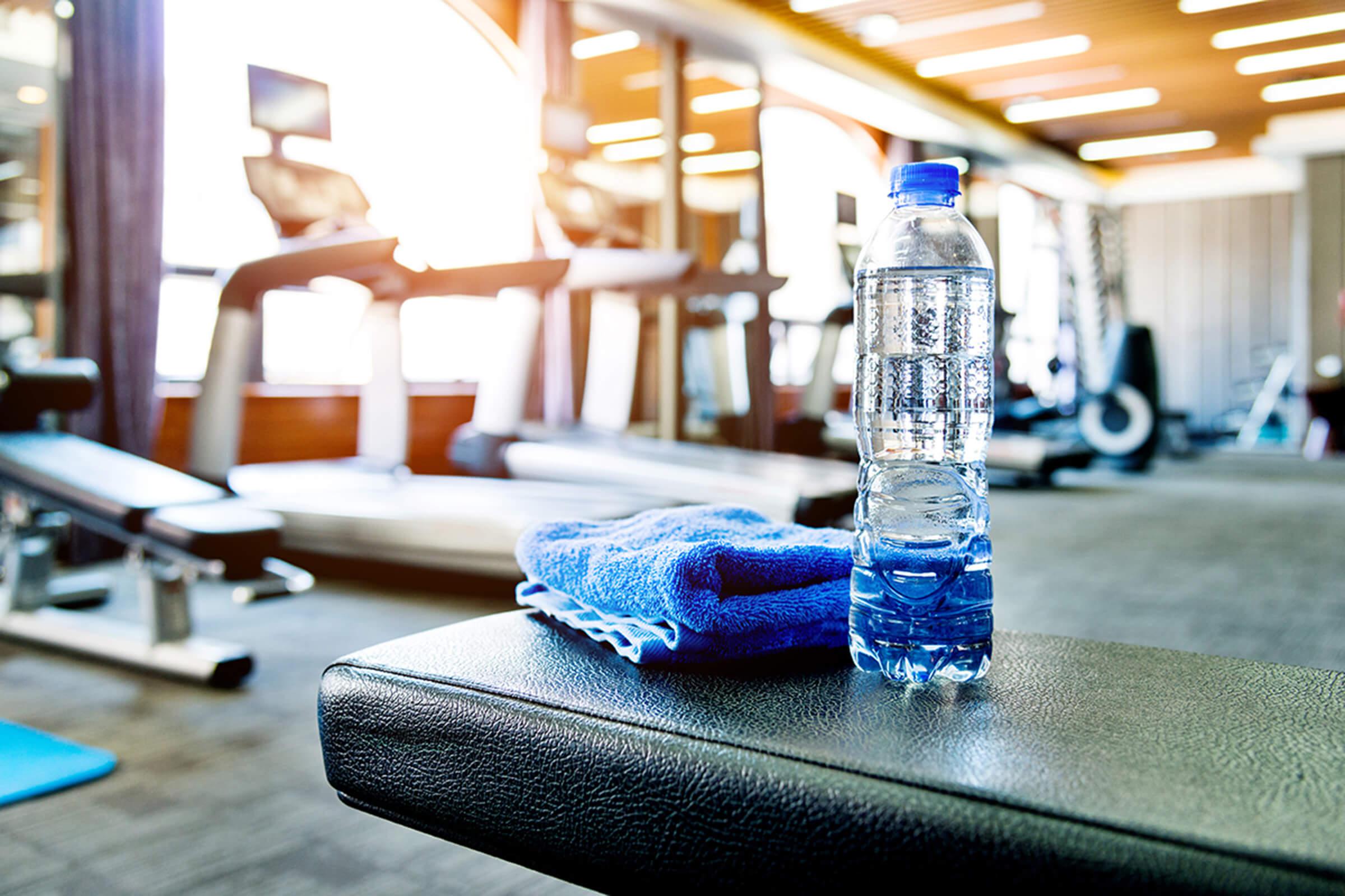 a table topped with a blue background