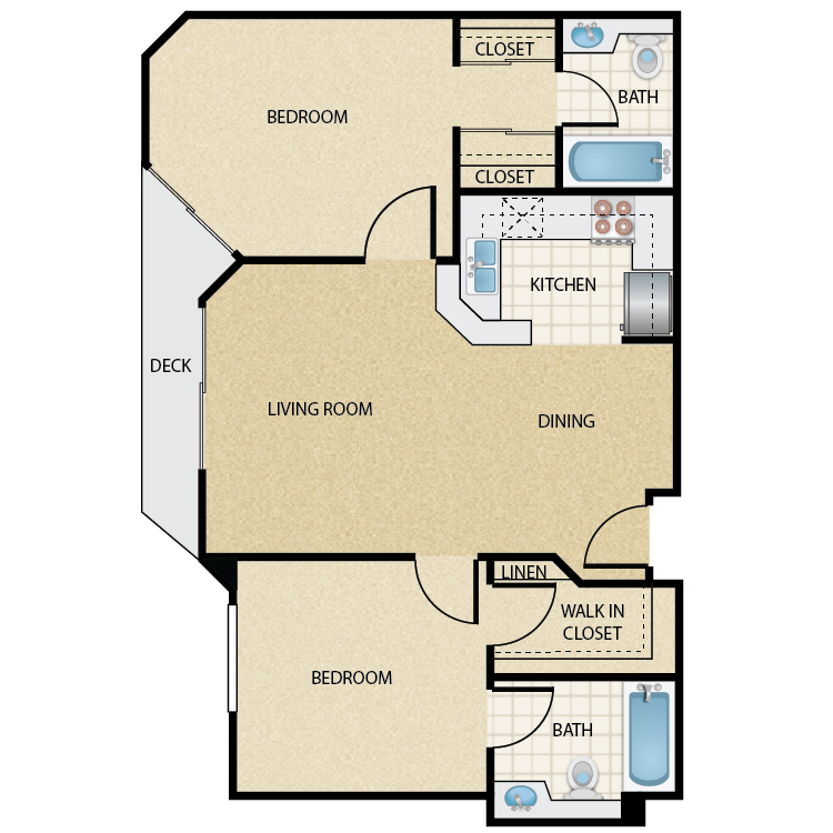Floor plan image of Plan B 2 Bed 2 Bath