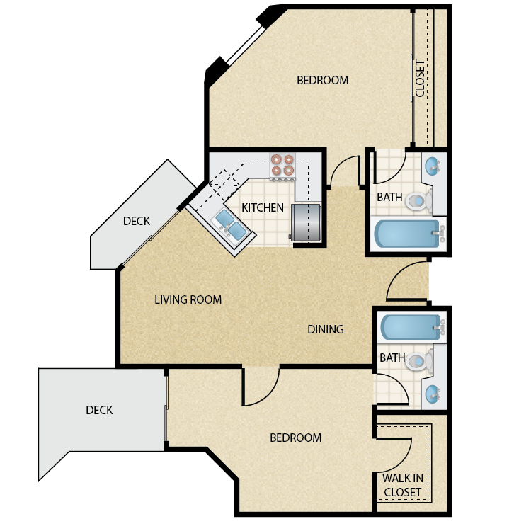 Floor plan image of Plan F 2 Bed 2 Bath