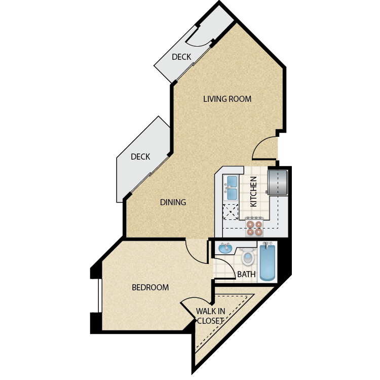 Floor plan image of Plan G 1 Bed 1 Bath
